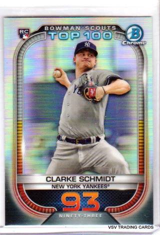 Clarke Schmidt,   2021 Bowman Chrome   Top 100 ROOKIE Card #93,   New York Yankees,   (EL4)