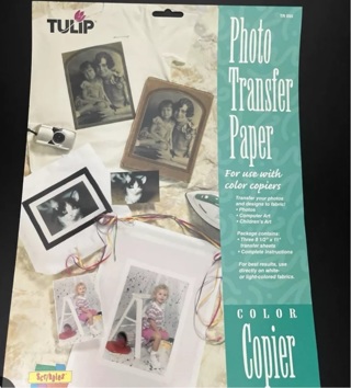 Tulip TR055 Photo Transfer Iron-On Paper for Light T Shirts 3 sheets 8 x 11" NEW 