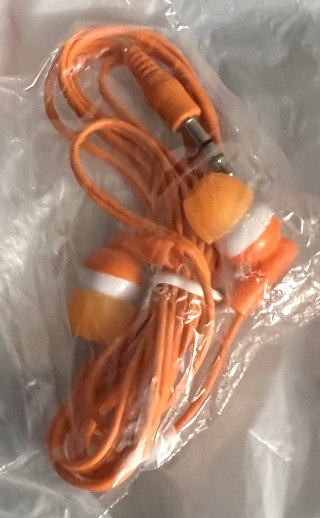 Brand New In Package, In-ear, Orange Stereo Earphones. Free To Ship!