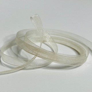 White Cream 1/4” Wide Organdy Ribbon 