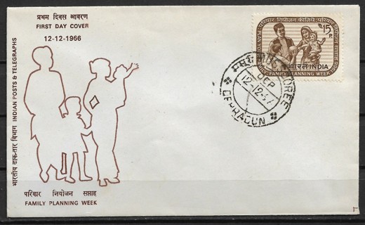 1966 India Sc442 Family Planning Week FDC