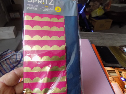 NIP Spartan tissue paper pack pink/gold scalloped # 5