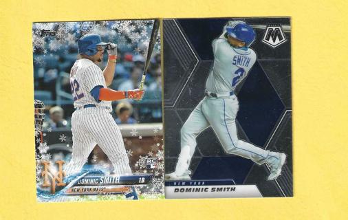 2018 Topps Holiday Dominic Smith + 2021 Panini Mosaic Baseball Cards