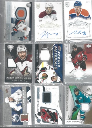 Lot [3] 9 Relic Hockey Game Used Jersey & Autographed Cards