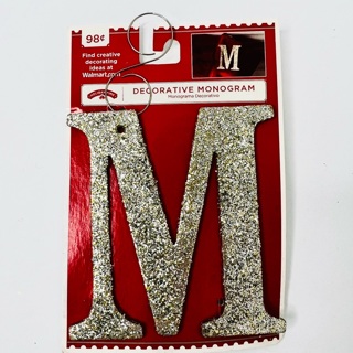 New Silver Glitter Initial M Decorative Monogram Ornament 