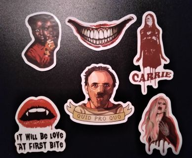 6- VARIETY OF UNIQUE HORROR STICKERS