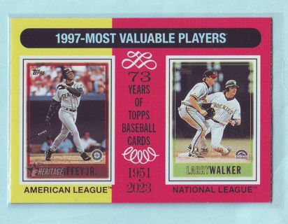 2024 Topps Heritage Ken Griffey Jr. Larry Walker 1997 MVP Baseball Card # 200 Mariners Rockies