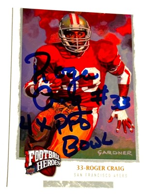 Autographed 2008 Upper Deck Heroes Football Card #240 Roger Craig/With  Time Pro