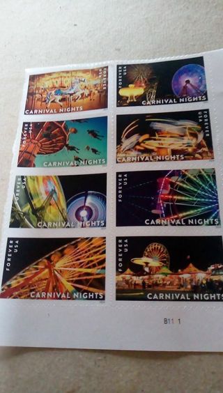 8- FOREVER US POSTAGE STAMPS.. CARNIVAL NIGHTS