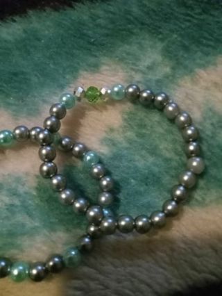 2pc stretch pearl & Crystal pearl beaded stretch bracelet New