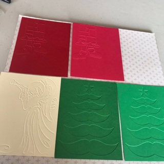 REDUCED 5 Embossed Cardstock for Christmas Cards, Free Mail