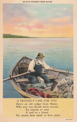 Vintage Used Postcard: (k): 1940 An Old Codger from Maine