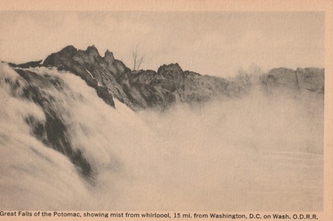 Vintage Unused Postcard: b&w: Great Falls of the Potomac, Washington DC