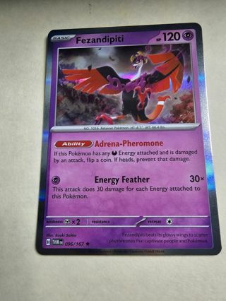 Pokemon Fezandipiti holo rare card 096/167