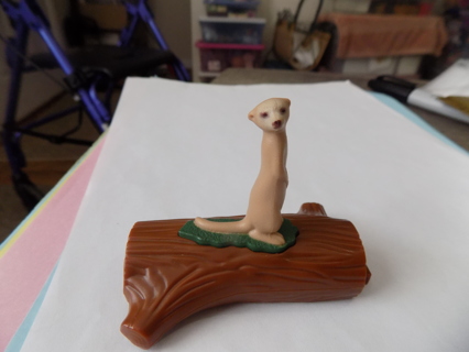 2 1/2 tall mear cat standing up on a log pvc toy