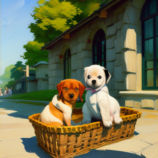 Listia Digital Collectible: Puppies in a Basket