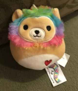 new SQUISHMALLOW LEONARD THE RAINBOW  STUFFED ANIMAL=4 1/2"