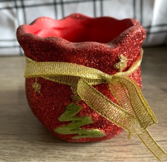 Red Glitter Christmas Votive Candle Holder Preowned