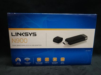 Linksys AE3000-NP N900 USB Adapter Dual Band Wireless N USB Adapter w/Stand/Box