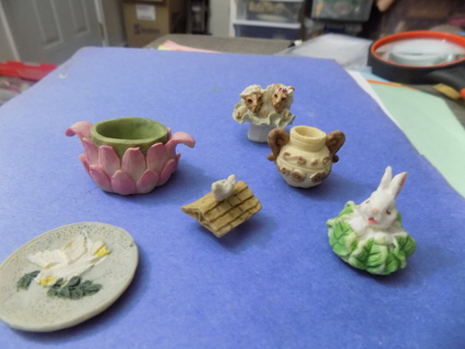 6 porcelain mismatched mini tea set figures all different