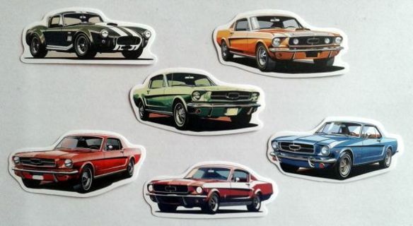 Six Classic Ford Mustang Stickers