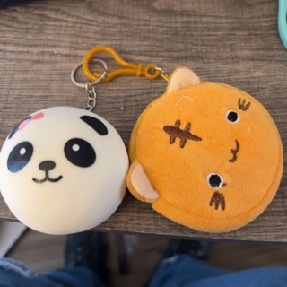 Panda bear and kitty keychain coin purse 