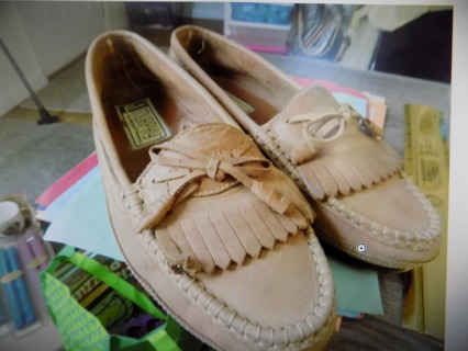 Made in Brazil Johnson & Murply brown leather fringed loafers size 9 1/2 