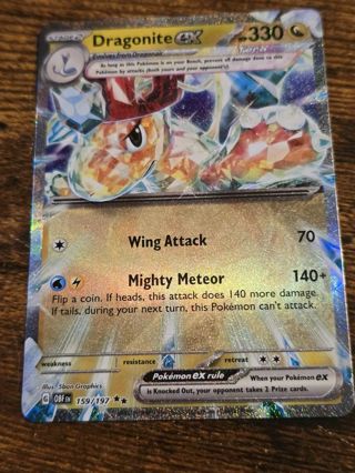 Pokemon Dragonite EX 159/197 double rare card