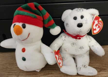 NEW - TY Jingle Beanie Baby Bears - "Chiller" & "Flaky"