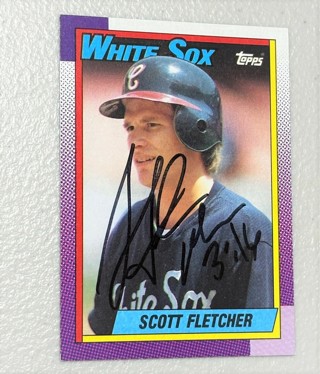 Autographed 1990 Scott Fletcher White Sox 565 Topps Baseball Sports Trading Card