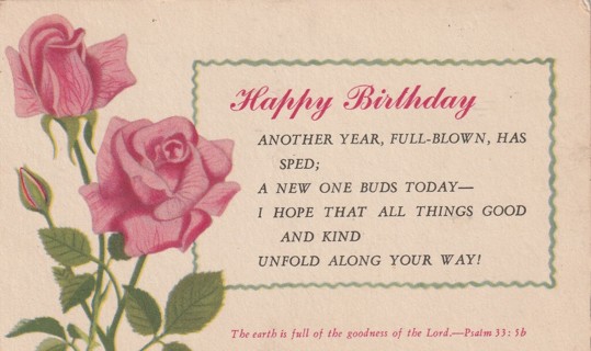 Vintage Used Postcard: (p): Pre Linen: Happy Birthday