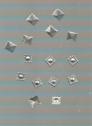 Square Dimensional &Square Flower Silver tone claw bead, rivot, stud 