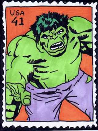 new USA MARVEL COMICS hulk 41CENT STAMP+5 MORE NEW MARVEL 41CENT USA STAMPS=ALL DIFFERENT