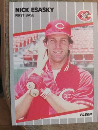 1990 FLEER NICK ESASKY CINCINNATI REDS BASEBALL CARD# 161