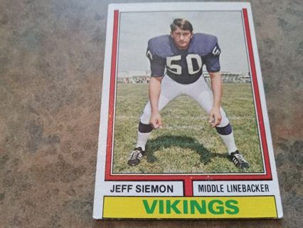 1974 TOPPS JEFF SIEMON MINNESOTA VIKINGS FOOTBALL CARD# 319