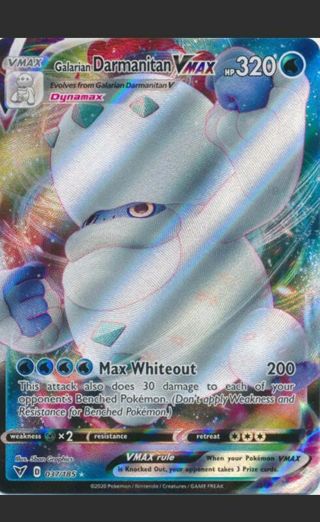 NM Ultra Rare Galarian Darmanitan VMAX Textured full Art Pokemon card TCG SWSH