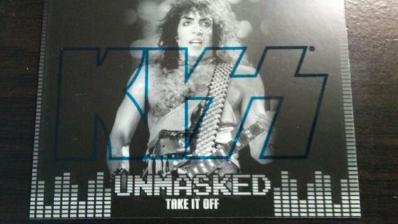 2009 KISS 360/PRESSPASS- UNMASKED- TAKE IT OFF- BLUE EDITION TRADING CARD# 6