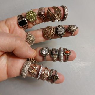 19 sterling silver rings variety lot