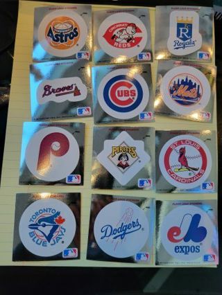 (12) Baseball Team Stickers, 2.5" x 2.5"- everything is pictured