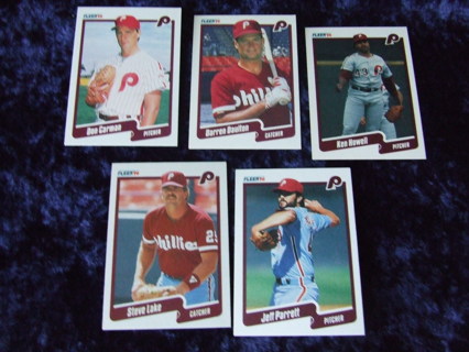 1990 Philadelphia Phillies Team Fleer Card Lot of 5