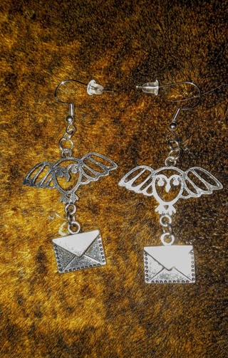 Owl and letter earrings