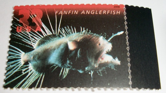 Scott #3439, Fanfin Anglerfish, One Useable 33¢ US Postage Stamp.  Has Original Gum.