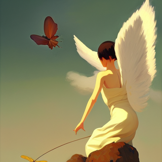 Listia Digital Collectible: Angel on cliff with butterfly