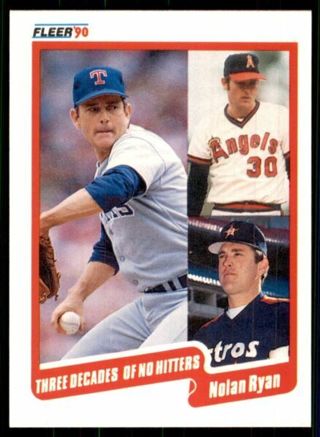 1990 Fleer Update Nolan Ryan Commemorative Card #u-131 Three Decades of No Hitters 