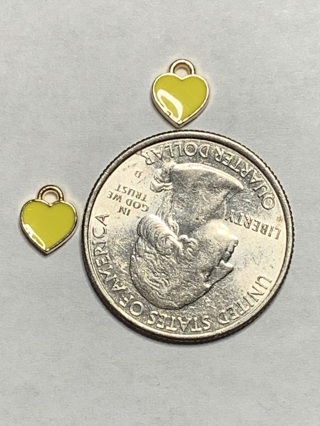 MINI HEART CHARMS~#4~YELLOW~SET OF 2 CHARMS~FREE SHIPPING!