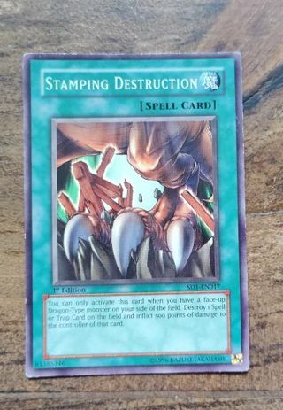 Yu-Gi-Oh Card 1st Edition Stamping Destruction