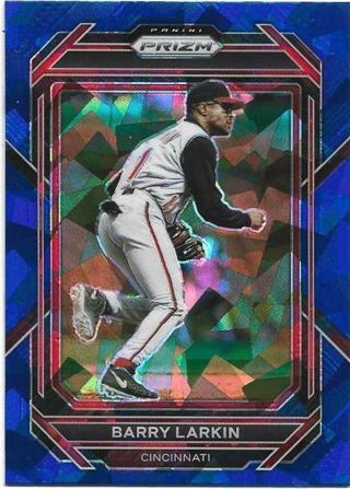 2023 PRIZM BARRY LARKIN BLUE CRACKED ICE PRIZM REFRACTOR ROOKIE CARD