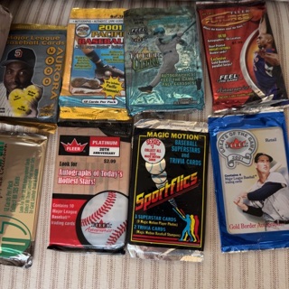 Shoe Box full of Sports card opened packs,..many cards