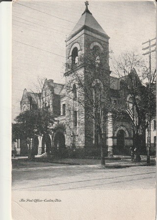 Vintage Unused Postcard: b&w: The Post Office, Canton, OH