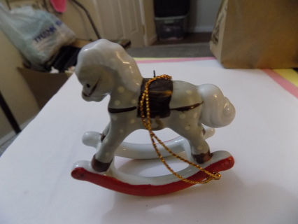 Vintage ceramic rocking horse ornament